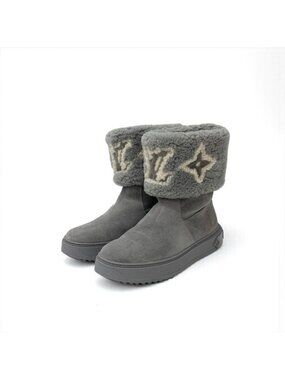 Louis Vuitton Snow Drop Line Monogram Short Boots Shoes Suede Mouton Gray